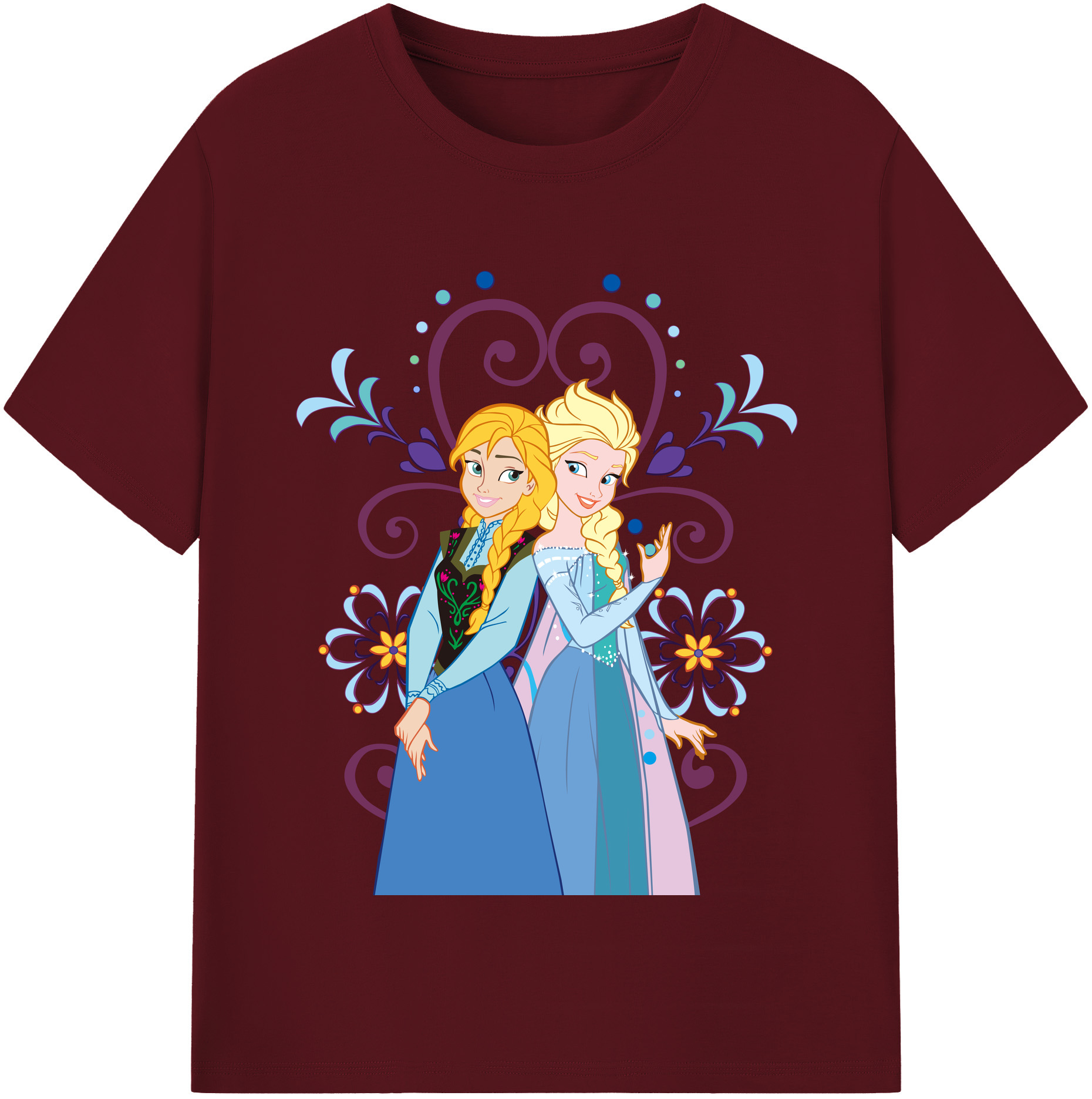 （画像用） アナと雪の女王 アンナ エルサ Frozen Anna Elsa 綿100％半袖Tシャツ（フロントプリント）